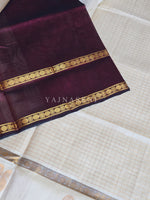 Load image into Gallery viewer, Annapakshi Border x Kattam Silk Cotton Saree : Ivory x Dark Maroon
