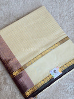 Load image into Gallery viewer, Annapakshi Border x Kattam Silk Cotton Saree : Ivory x Dark Maroon
