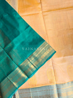 Load image into Gallery viewer, Annapakshi Border x Kattam Silk Cotton Saree : Apricot x Green

