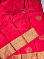 Load image into Gallery viewer, Semi Soft Silk Gold Zari Saree - Red
