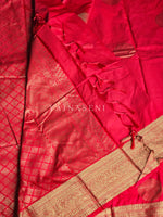 Load image into Gallery viewer, Semi Soft Silk Gold Zari Saree - Red

