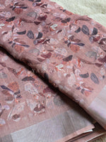 Load image into Gallery viewer, Printed Linen Cotton Saree - Dark Peach
