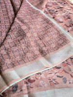 Load image into Gallery viewer, Printed Linen Cotton Saree - Dark Peach
