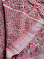 Load image into Gallery viewer, Printed Linen Cotton Saree - Pink
