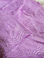 Load image into Gallery viewer, Chiffon Saree x Sequins x Embroidery : Lavender
