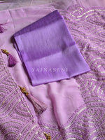 Load image into Gallery viewer, Chiffon Saree x Sequins x Embroidery : Lavender
