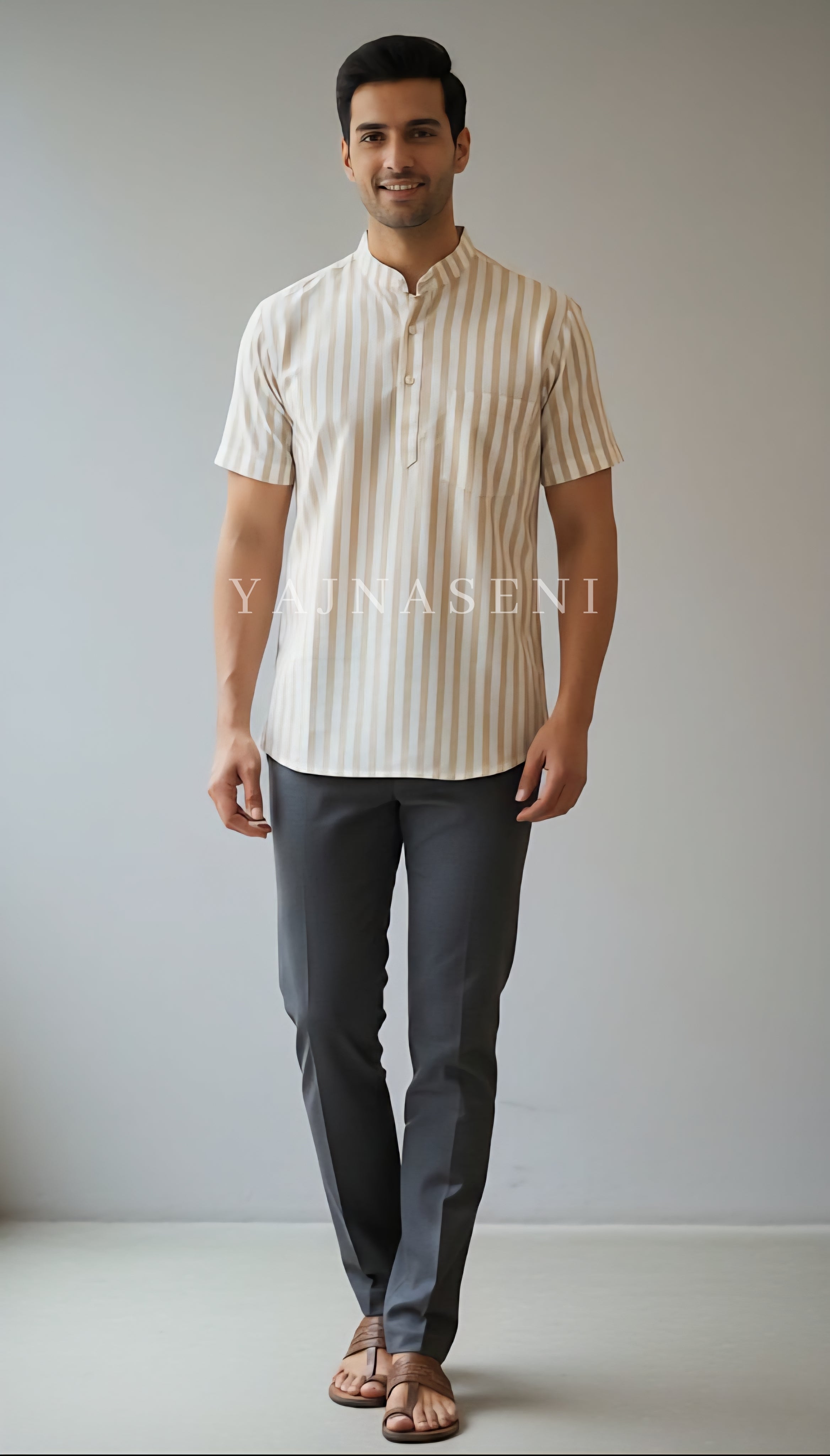 VIVAAN [S/36] - Men Short Kurta Top (Peach)