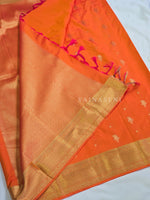 Load image into Gallery viewer, Mughal Motifs x Semi Soft Silk Saree - Orange (Dual Tone)

