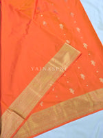 Load image into Gallery viewer, Mughal Motifs x Semi Soft Silk Saree - Orange (Dual Tone)
