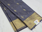 Load image into Gallery viewer, Mughal Motifs x Semi Soft Silk Saree - Dark Steel Grey (Blue Undertone)
