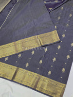 Load image into Gallery viewer, Mughal Motifs x Semi Soft Silk Saree - Dark Steel Grey (Blue Undertone)
