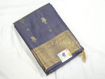 Load image into Gallery viewer, Mughal Motifs x Semi Soft Silk Saree - Dark Steel Grey (Blue Undertone)
