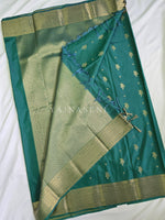 Load image into Gallery viewer, Mughal Motifs x Semi Soft Silk Saree - Teal Green
