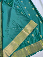 Load image into Gallery viewer, Mughal Motifs x Semi Soft Silk Saree - Teal Green
