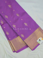 Load image into Gallery viewer, Mughal Motifs x Semi Soft Silk Saree - Orchid Purple
