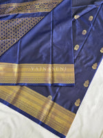 Load image into Gallery viewer, Antique Charms x Semi Soft Silk Saree - Navy Blue
