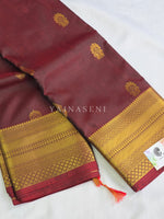 Load image into Gallery viewer, Antique Charms x Semi Soft Silk Saree - Maroon (Blue Undertone)
