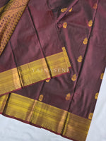 Load image into Gallery viewer, Antique Charms x Semi Soft Silk Saree - Maroon (Blue Undertone)
