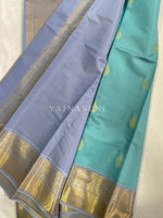 Load image into Gallery viewer, Kanchipuram Semi Silk Saree x Checkered - Pastel Blue x Periwinkle Blue
