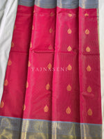 Load image into Gallery viewer, Kanchipuram Semi Silk Saree x Checkered - Hot Pink x Periwinkle
