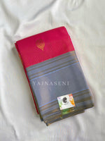 Load image into Gallery viewer, Kanchipuram Semi Silk Saree x Checkered - Hot Pink x Periwinkle

