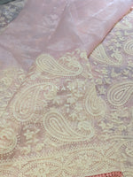 Load image into Gallery viewer, Organza Saree x Chikankari Embroidery x Lace border : Pastel Pink
