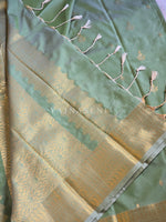Load image into Gallery viewer, Dainty Motifs x Semi Soft Silk Saree - Light Sage
