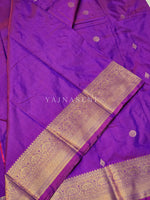 Load image into Gallery viewer, Luxe Edit x Semi Soft Silk Gold Zari Saree - Purple Garnet
