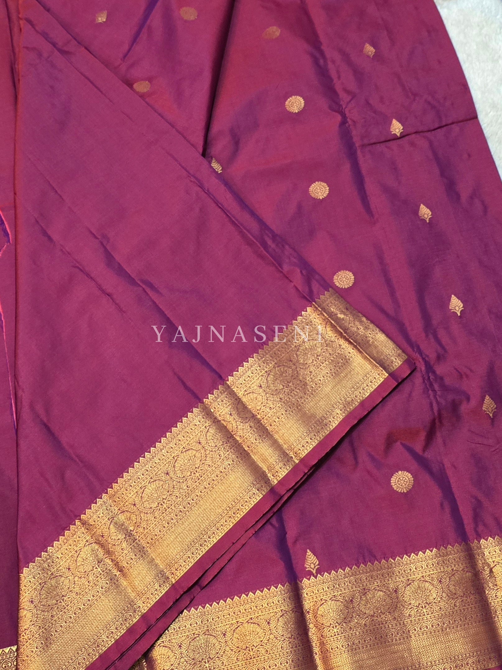 Luxe Edit x Semi Soft Silk Gold Zari Saree - Mulberry