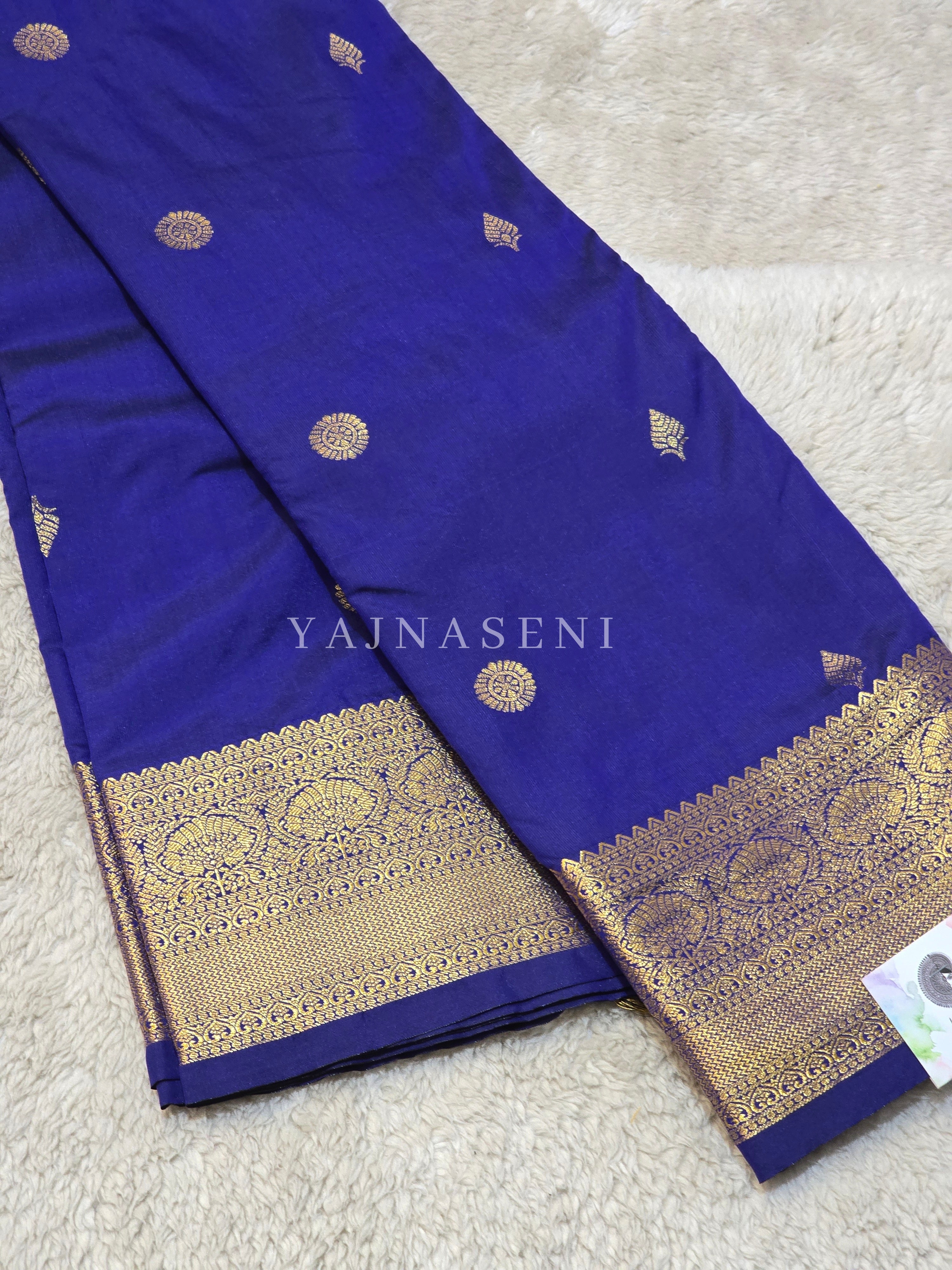 Luxe Edit x Semi Soft Silk Gold Zari Saree - Royal Blue