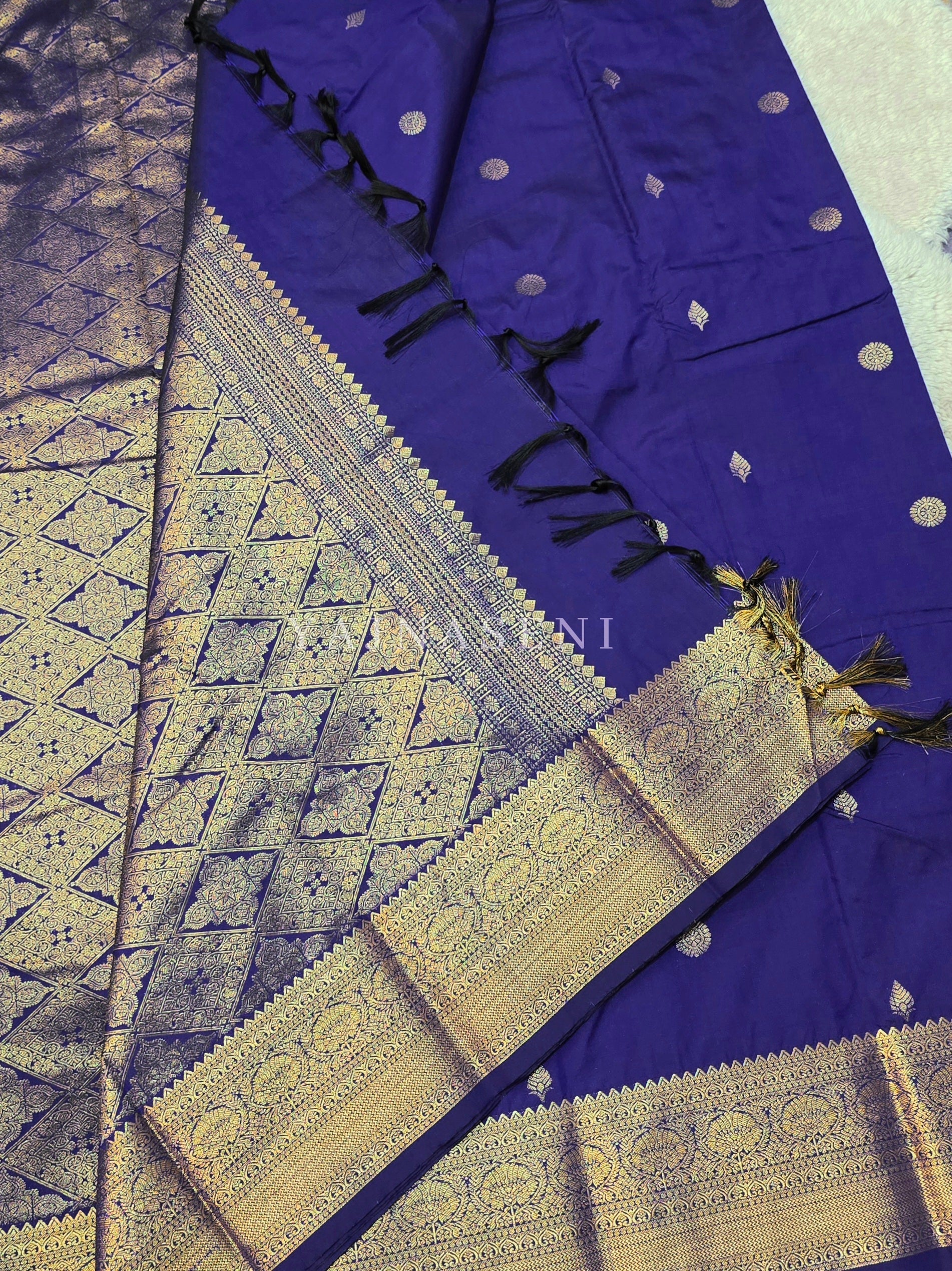 Luxe Edit x Semi Soft Silk Gold Zari Saree - Royal Blue