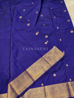 Load image into Gallery viewer, Luxe Edit x Semi Soft Silk Gold Zari Saree - Royal Blue
