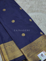 Load image into Gallery viewer, Luxe Edit x Semi Soft Silk Gold Zari Saree - Dark Blue
