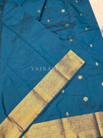 Load image into Gallery viewer, Luxe Edit x Semi Soft Silk Gold Zari Saree - Teal
