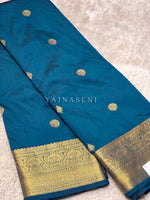 Load image into Gallery viewer, Luxe Edit x Semi Soft Silk Gold Zari Saree - Teal
