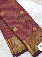 Load image into Gallery viewer, Vaira Oosi Checkered x Peacock Semi Silk Saree - Wine
