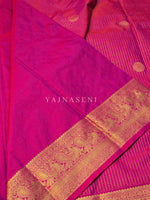 Load image into Gallery viewer, Vaira Oosi Checkered x Peacock Semi Silk Saree - Fuchsia
