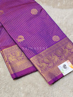Load image into Gallery viewer, Vaira Oosi Checkered x Peacock Semi Silk Saree - Purple Garnet (Red Undertone)
