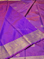 Load image into Gallery viewer, Vaira Oosi Checkered x Peacock Semi Silk Saree - Purple Garnet (Red Undertone)
