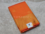 Load image into Gallery viewer, Vaira Oosi Checkered x Peacock Semi Silk Saree - Orange
