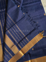 Load image into Gallery viewer, Handloom Kanchipuram Silk Cotton Saree : Midnight Blue
