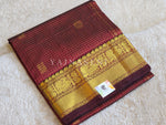 Load image into Gallery viewer, Checkered x Handloom Kanchipuram Silk Cotton Saree : Maroon
