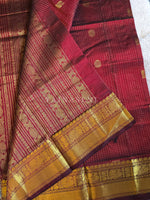 Load image into Gallery viewer, Checkered x Handloom Kanchipuram Silk Cotton Saree : Maroon

