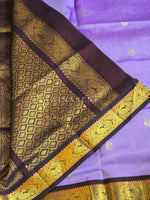Load image into Gallery viewer, Handloom Kanchipuram Silk Cotton Saree x Annapakshi border : Heather Purple x Dark Wine
