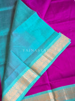 Load image into Gallery viewer, Handloom Kanchipuram Silk Cotton Saree : Purple x Light Teal
