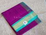 Load image into Gallery viewer, Handloom Kanchipuram Silk Cotton Saree : Purple x Light Teal
