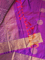 Load image into Gallery viewer, Semi Soft Silk Gold Zari Saree - Purple Garnet
