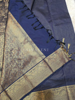 Load image into Gallery viewer, Vaira oosi x Checkered Saree - Dark Blue
