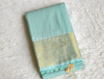 Load image into Gallery viewer, Vaira oosi x Checkered Saree - Pastel Turquoise
