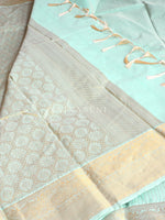 Load image into Gallery viewer, Vaira oosi x Checkered Saree - Pastel Turquoise

